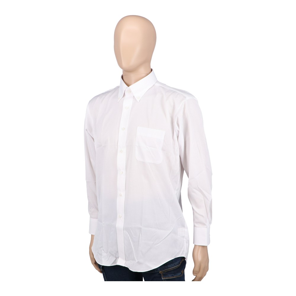 LIFELEX　　形態安定加工シャツ長袖　白色無地ストライプ　ＬＬ