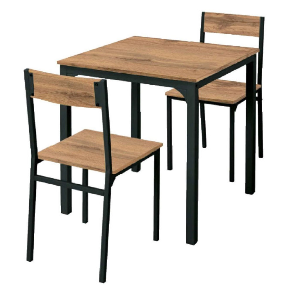 LIFELEX ２人掛け用テーブル＆チェア３点セット　オーク／ブラック オーク/ブラック