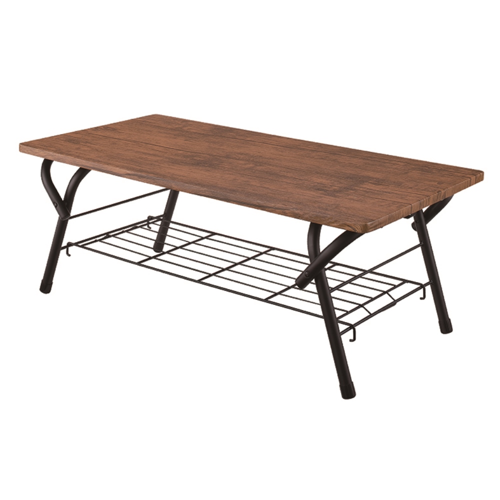 コーナン オリジナル LIFELEX アイアン棚付テーブル ブラック／ブラウン 約幅90X奥行45X高さ32cm 耐荷重：天板10kg、棚板