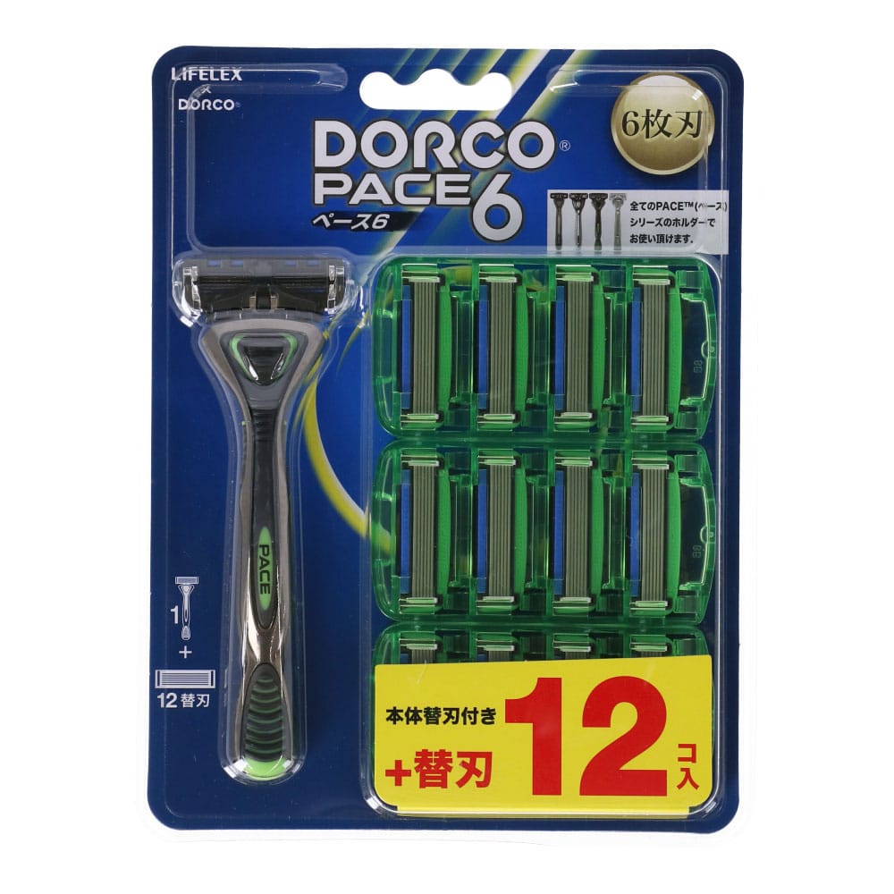 LIFELEX×DORCO ６枚刃替刃式カミソリ本体＋替刃１２個 ６枚刃本体+替刃１２個