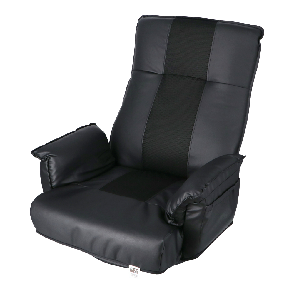 コーナン オリジナル LIFELEX ヘッドリクライニングレスト回転座椅子ブラック　レザー調