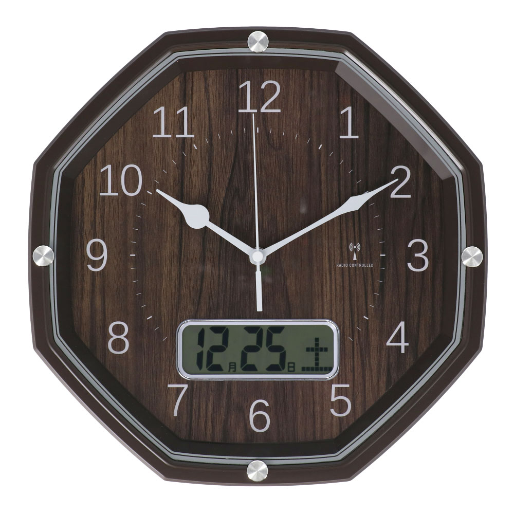 コーナン オリジナル LIFELEX 電波木目調掛時計 ＦＸ−ＲＣ７８３４Ｑ２ ディープブラウン