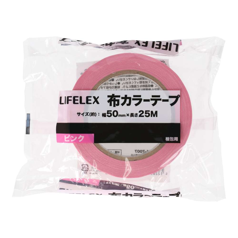 LIFELEX 布カラーテープ　ピンク　ＫＯＲ０４－７００７　×３０個セット ピンク 30個セット