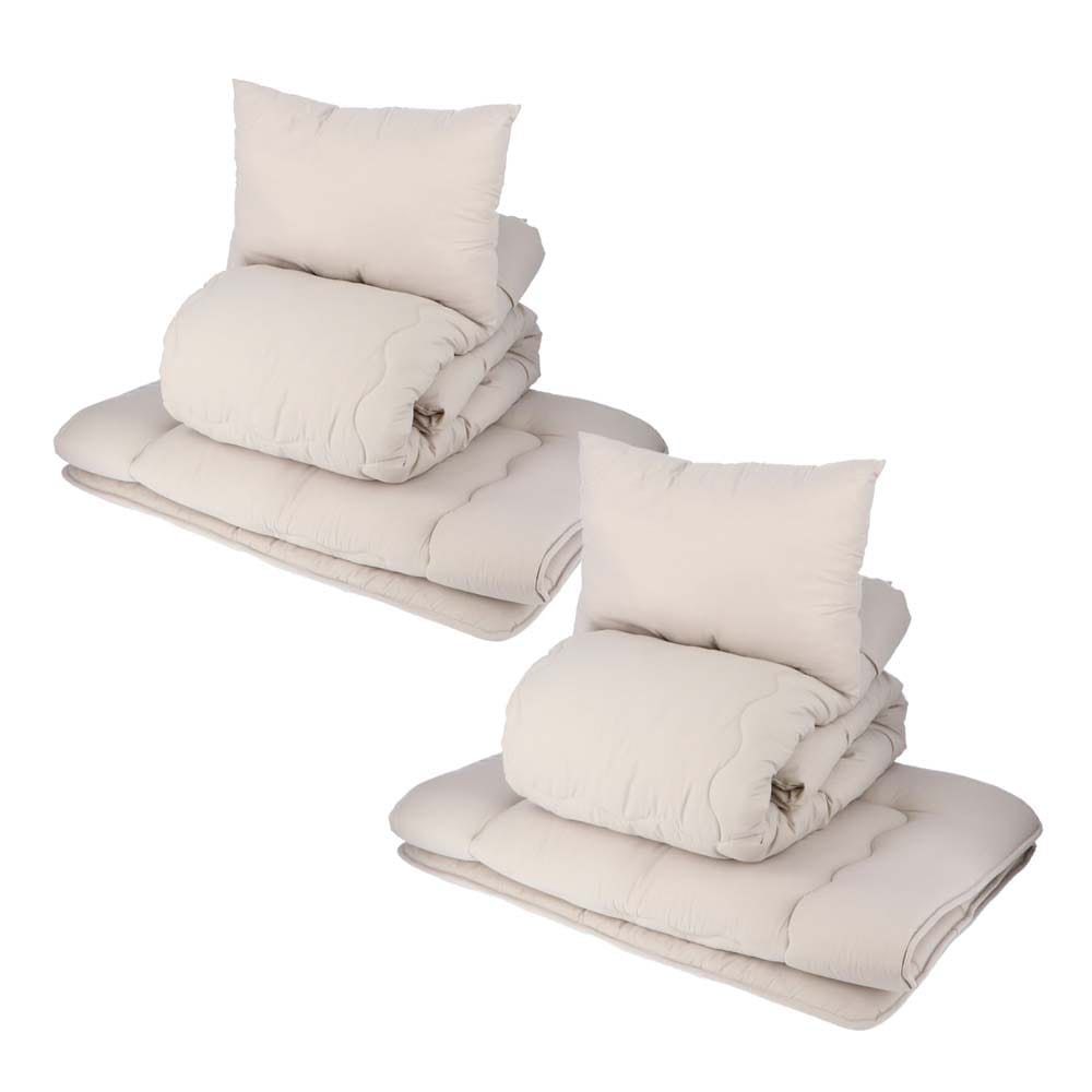 LIFELEX 制菌防臭寝具３点セット　シングル　モカ　布団セット　×２セット モカ　×２セット