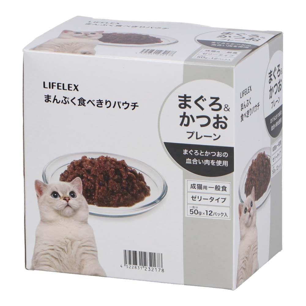 LIFELEX まんぷくパウチ　赤身ゼリー　まぐろ＆かつお　５０ｇ×１２Ｐ まぐろ＆かつお