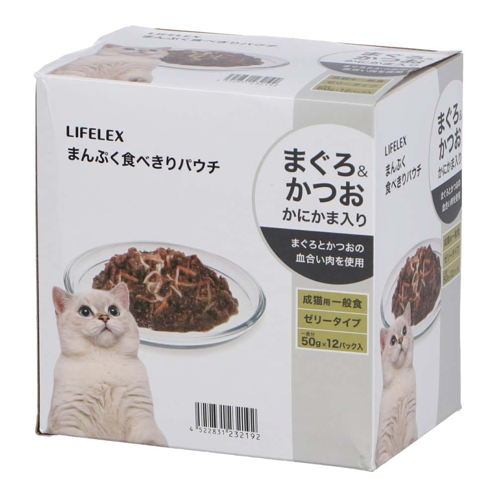 LIFELEX まんぷくパウチ　赤身ゼリー　まぐろ＆かつお＆かにかま　５０ｇ×１２Ｐ