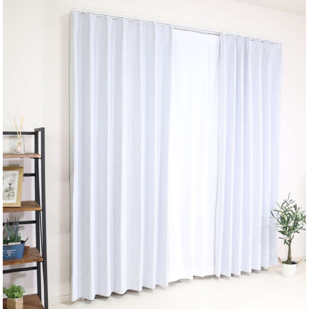 LIFELEX　防炎＋遮光カーテン　グレウス100×200cm　グレー 丈200cm