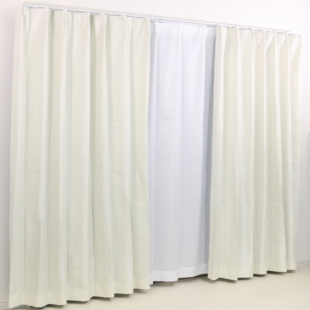 LIFELEX　遮光＋遮熱・保温カーテン　ビルケ　２枚組（タッセル付き）　１００×１３５　ホワイト 幅100×丈135ｃｍ