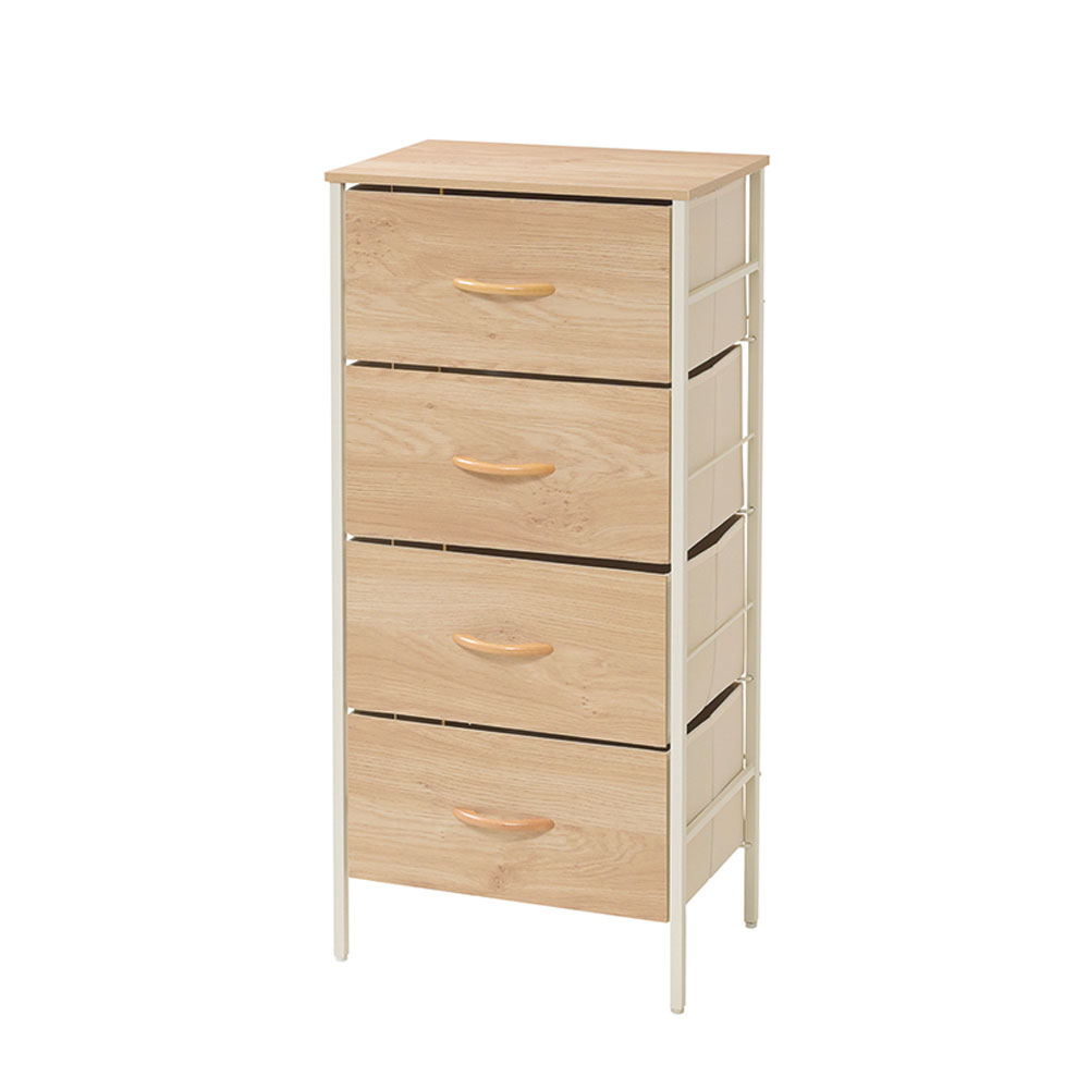 LIFELEX　木目調チェスト４段　ＮＡ／ＷＨ　４５３０－９８　ナチュラル ナチュラル 4段