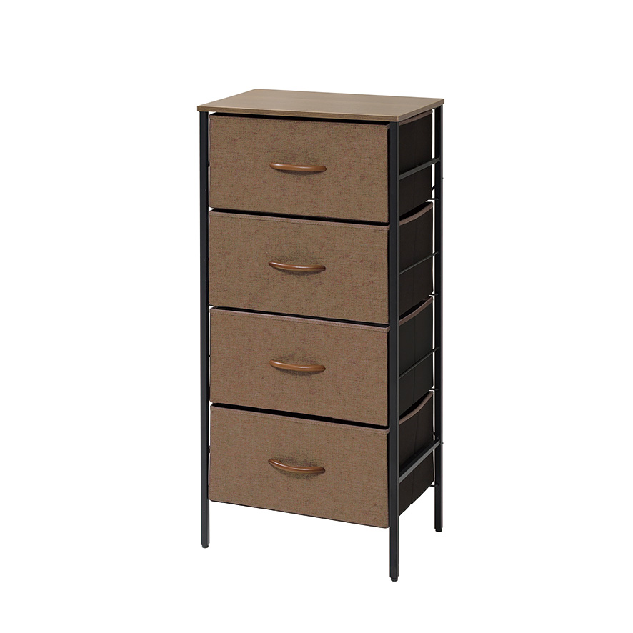 LIFELEX ファブリックチェスト4段 BR／BK 4530－98 ダーク