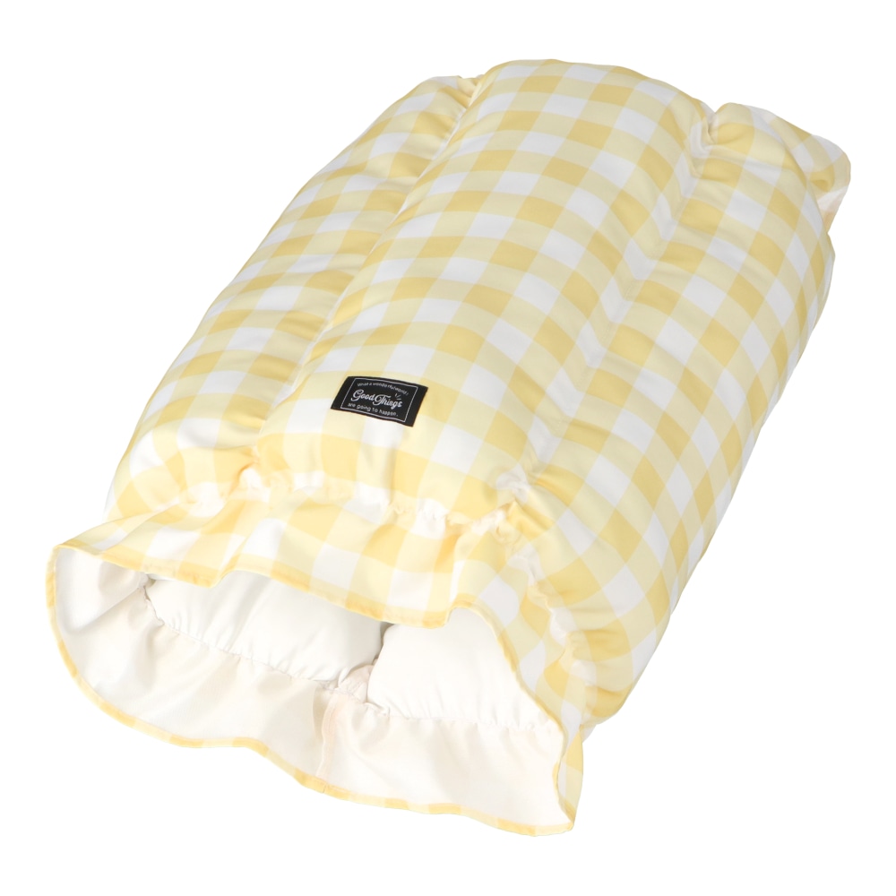 LIFELEX 接触冷感ロールクッション ギンガムチェック YE QR12-7191 イエロー 26SS