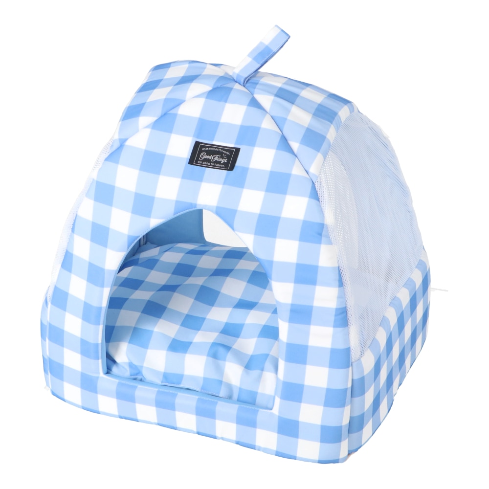 LIFELEX 接触冷感テントベッド ギンガムチェック BL QR12-7511 ブルー 26SS