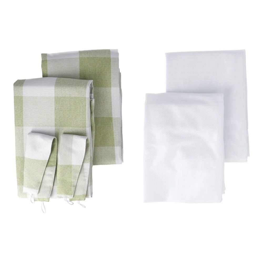 LIFELEX 遮光4枚組カーテン ブロック 約幅100×丈200cm レース丈約198cm グリーン 丈198cm