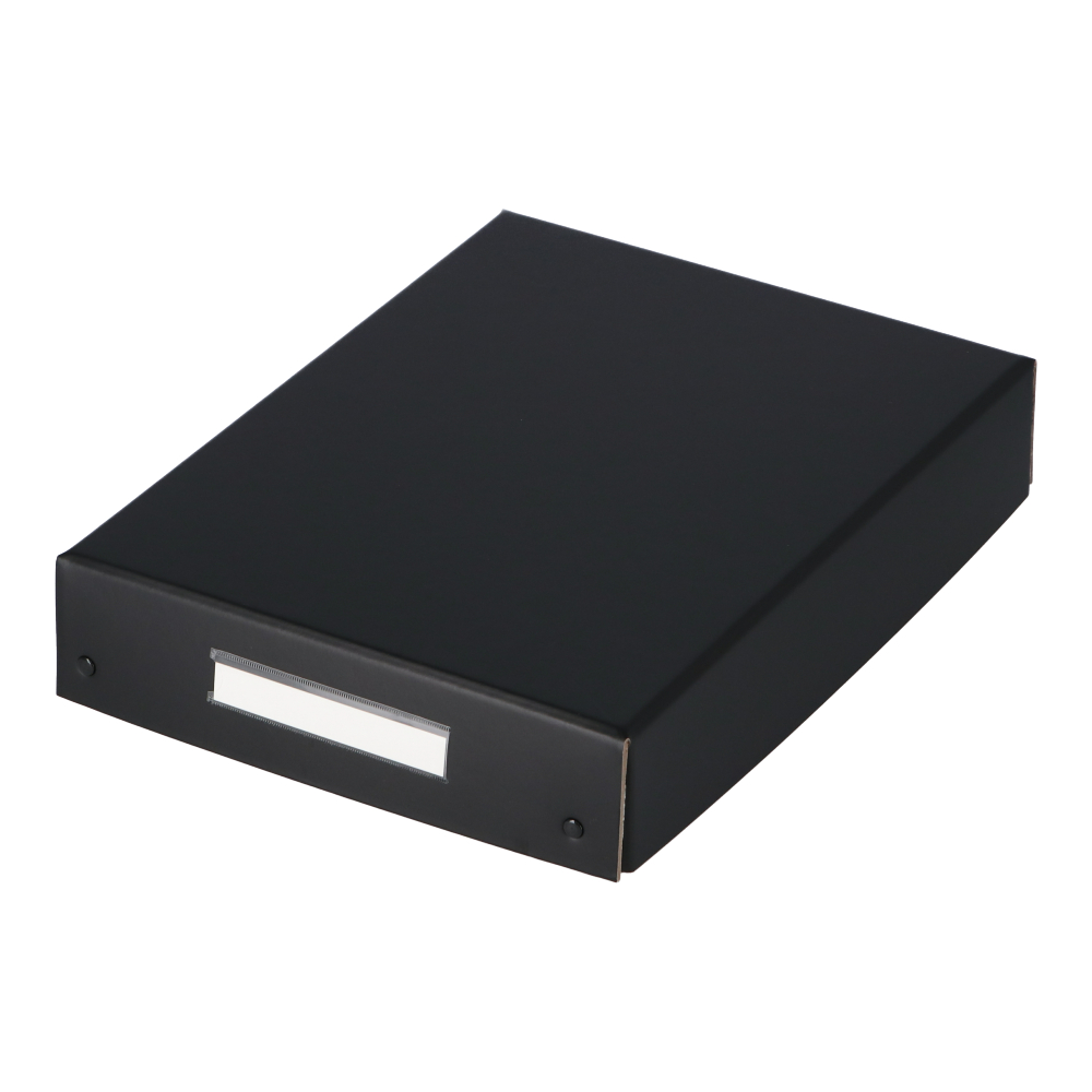 A4書類整理箱 ふた付 再生紙100％ ブラック 約幅26Ｘ奥行34Ｘ高さ6.5cm ブラック