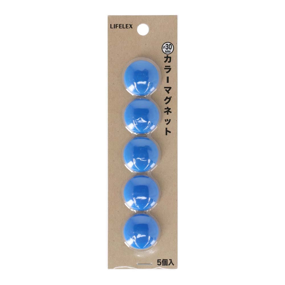 カラーマグネット　青　３０ｍｍ　５個入り　Ｍ００４Ｂ