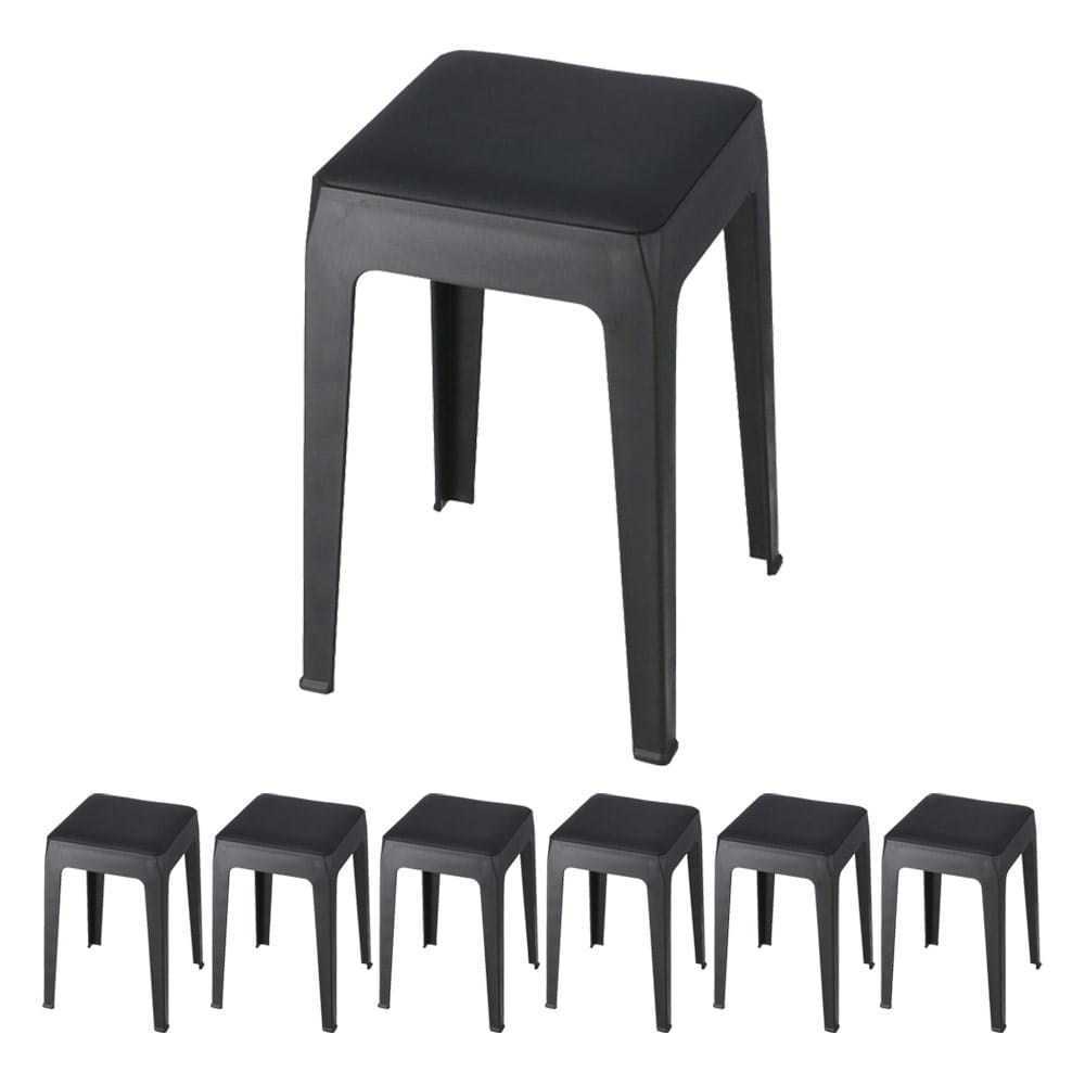 LIFELEX 積み重ね出来るクッションスツール BK 3333-46　×6個セット ブラック 6個セット