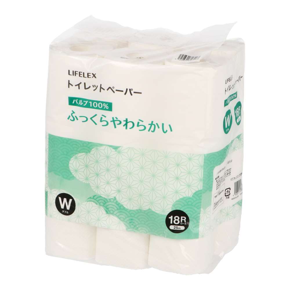 LIFELEX　トイレットペーパー　１８Ｒ　パルプ　ダブル２５ｍ ダブル25ｍ