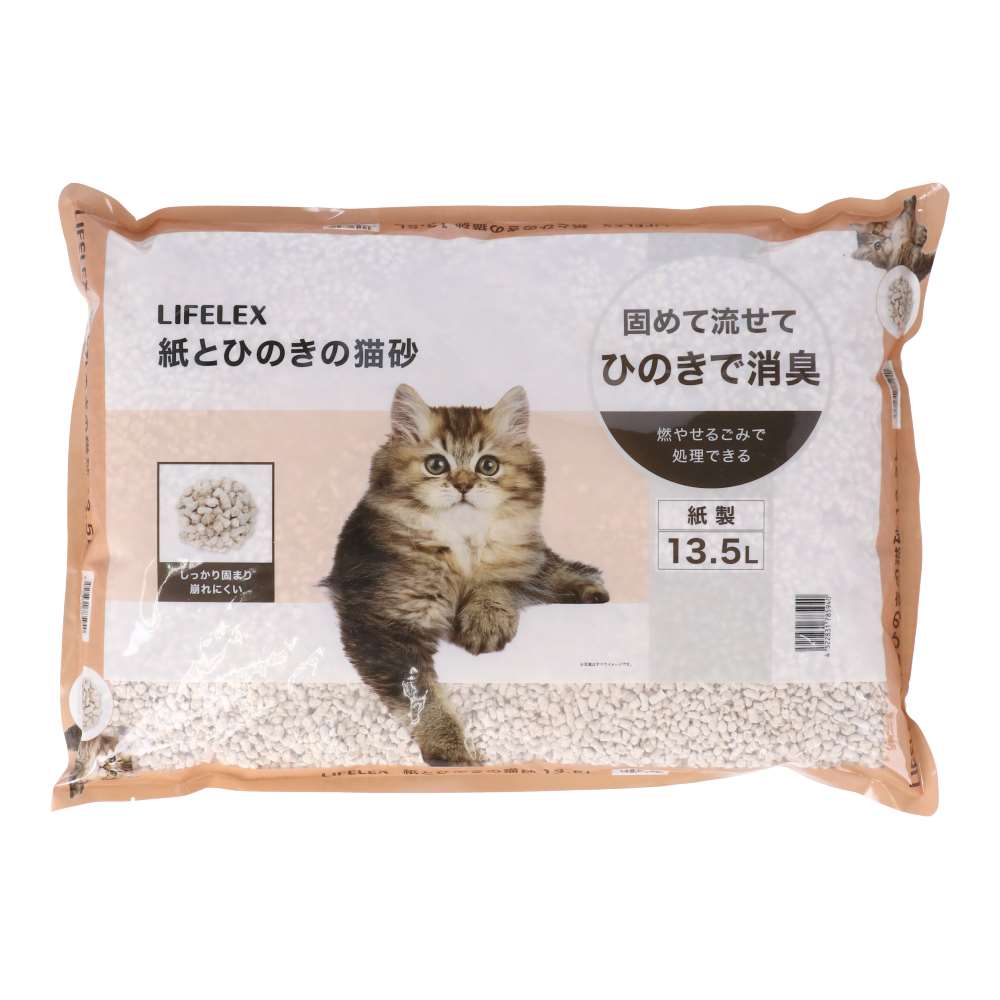 LIFELEX　紙とヒノキの猫砂　１３．５Ｌ　ＫＮＷ１２－５９４０