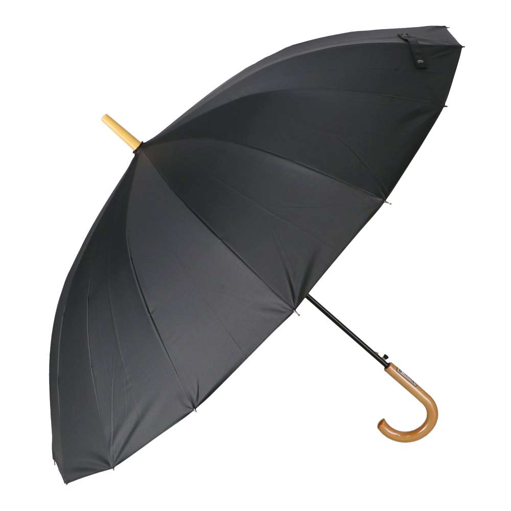 LIFELEX　紳士　１６本骨　風に強い晴雨兼用長傘　ブラック　６０ｃｍ　ＵＶカット加工 ブラック