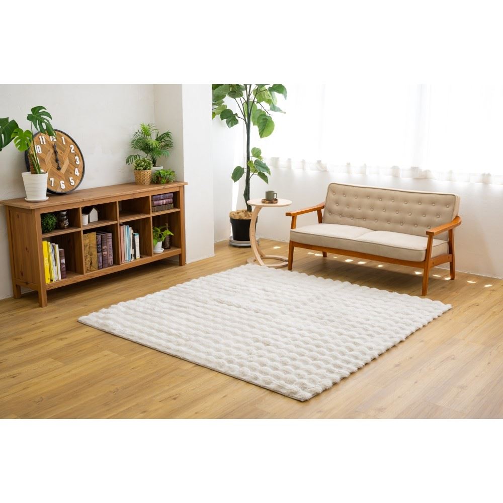 LIFELEX　もこもこラビットファータッチラグ　２００×２４０ｃｍ　グレージュ 200×240cm