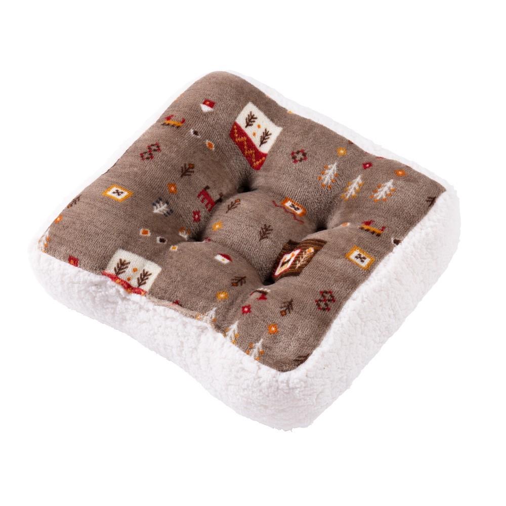 LIFELEX マチ付クッション ギャベ38×38×10 BR ギャベ