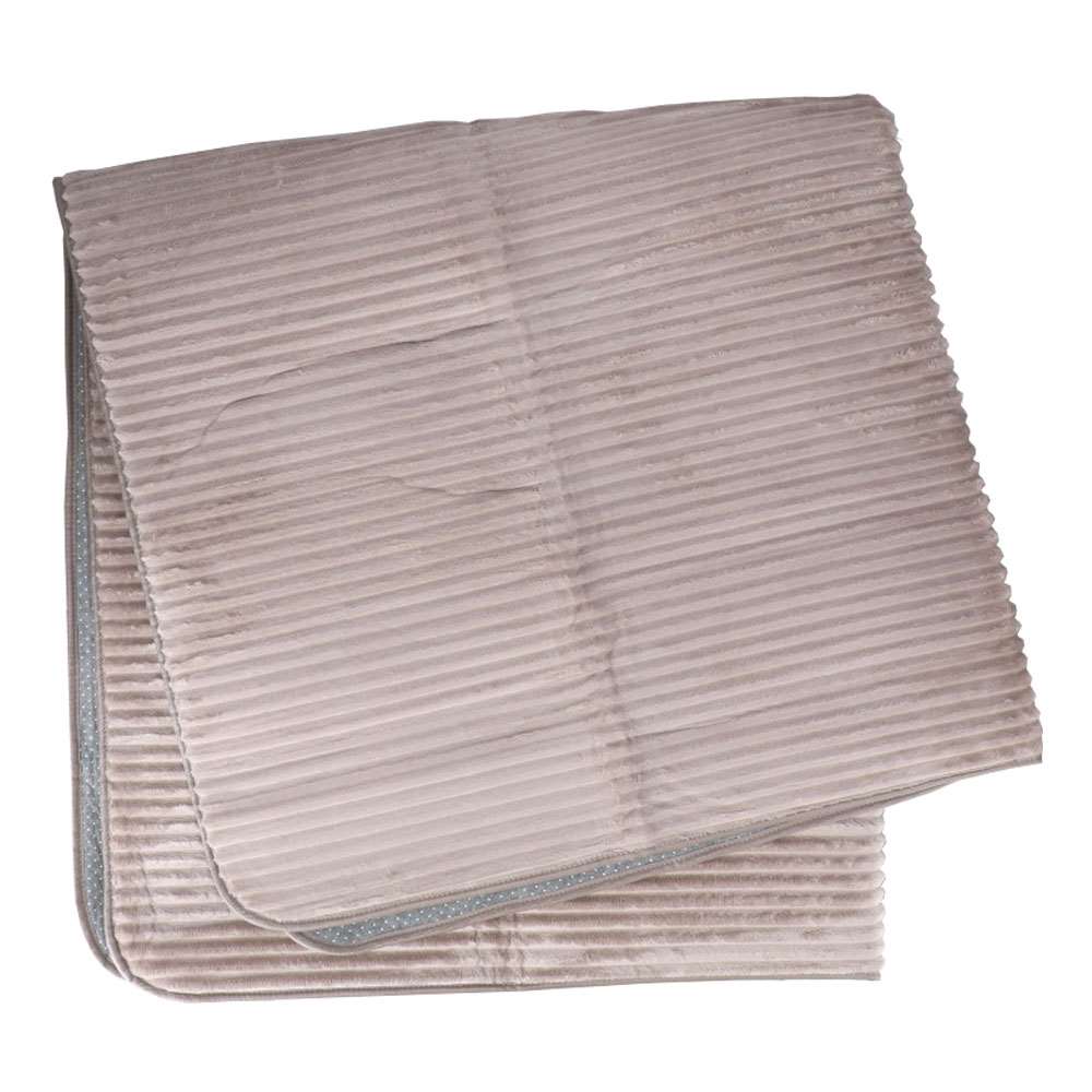 LIFELEX 吸湿発熱ボリュームラグ ストライプ 2.2帖 185×185 グレージュ 185×185