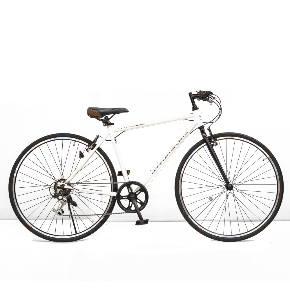 700Cクロスバイク 外装6段(ホワイト): カー・自転車・レジャー