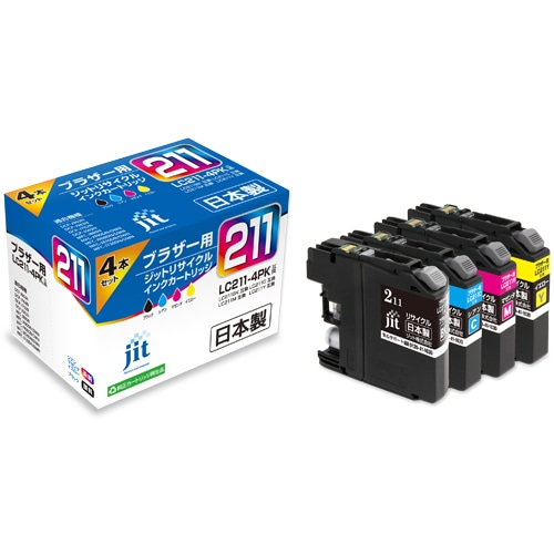 ブラザー (brother)用 LC211-4PK 4色パック対応 ジットリサイクルインクカートリッジ JIT-B2114P