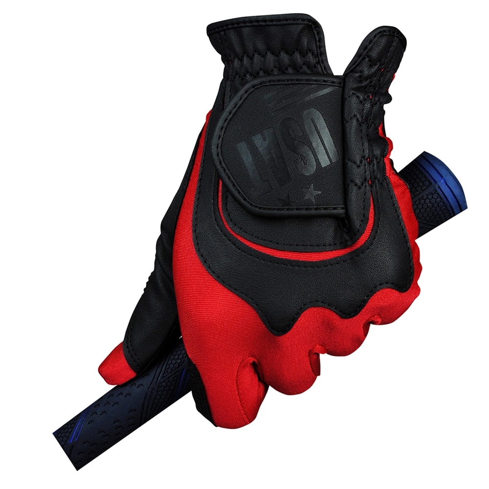 LEZAX(レザックス) ゴルフグローブ U.S.Athletes ワンサイズ ゴルフグローブ  USGL-7651 ブラック×レッド