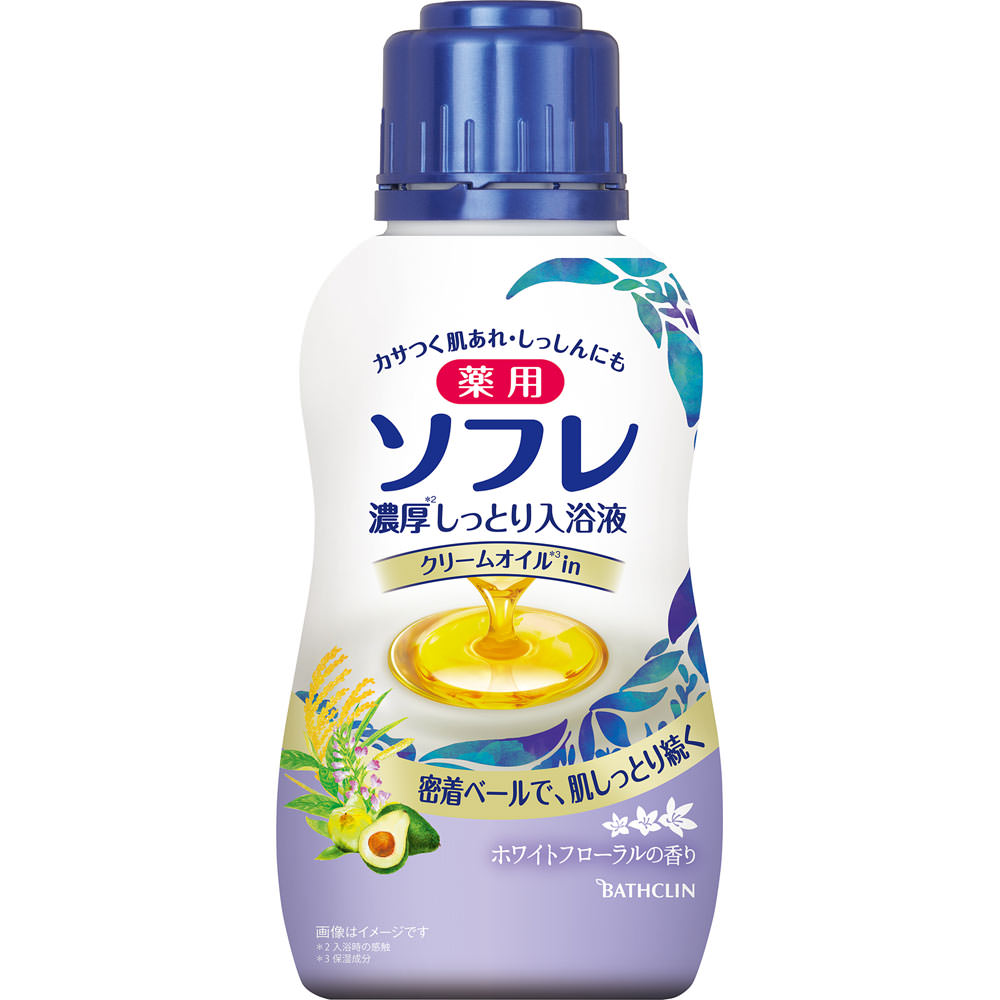 バスクリン 薬用ソフレ 濃厚しっとり入浴液 ホワイトフローラルの香り 480mL 本体 480mL