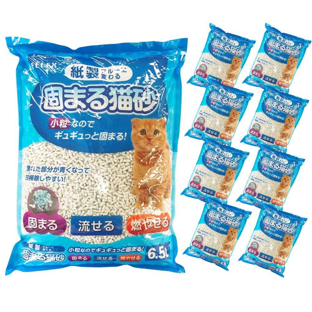 ライフレックス紙製　固まる猫砂小粒ブルー　6.5L　×８個セット 小粒ブルー 6.5L ×8個セット