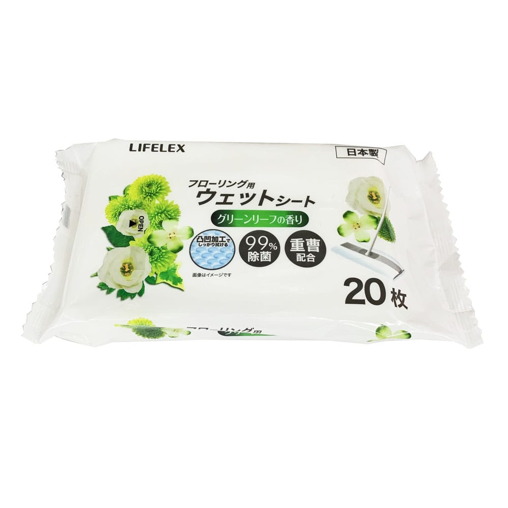 LIFELEX 香り付フローリング用ウェットシートグリーン　２０枚