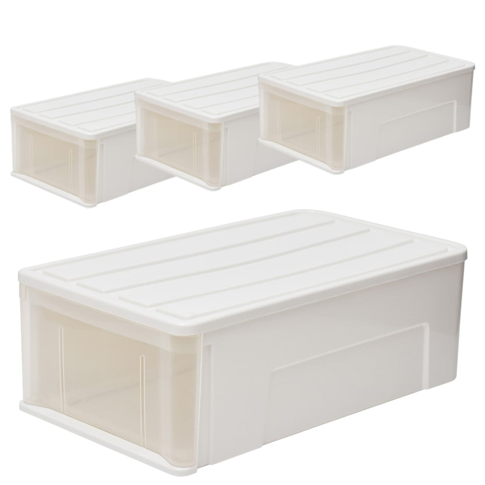 LIFELEX 引出収納ケース 66Ｍ ホワイト 約幅39Ｘ奥行66Ｘ高さ23cm 押入用　×３個セット 66Ｍ ホワイト 約幅39Ｘ奥行66Ｘ高さ23cm 押入用　3個セット