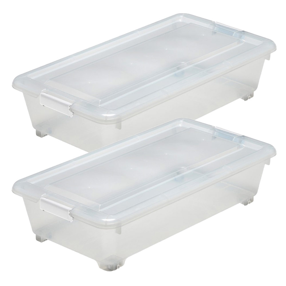 LIFELEX　フタ式衣装ケース７５浅型　コロ付き　４０７５－１８　×2個セット 奥行75cm浅型 2個セット