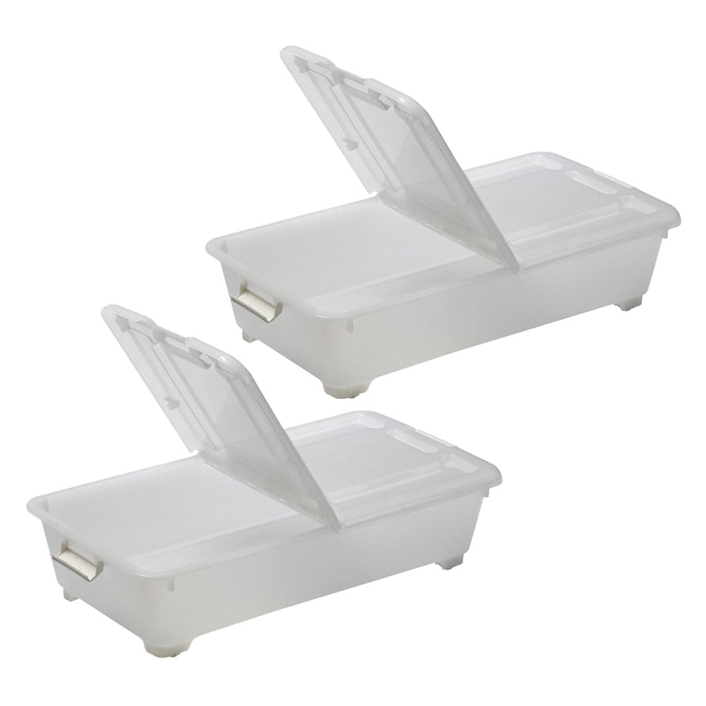 LIFELEX　両側フタ式衣装ケース７５浅型コロ付き４０７５－１８　×2個セット 両側フタ式奥行75cm浅型 2個セット