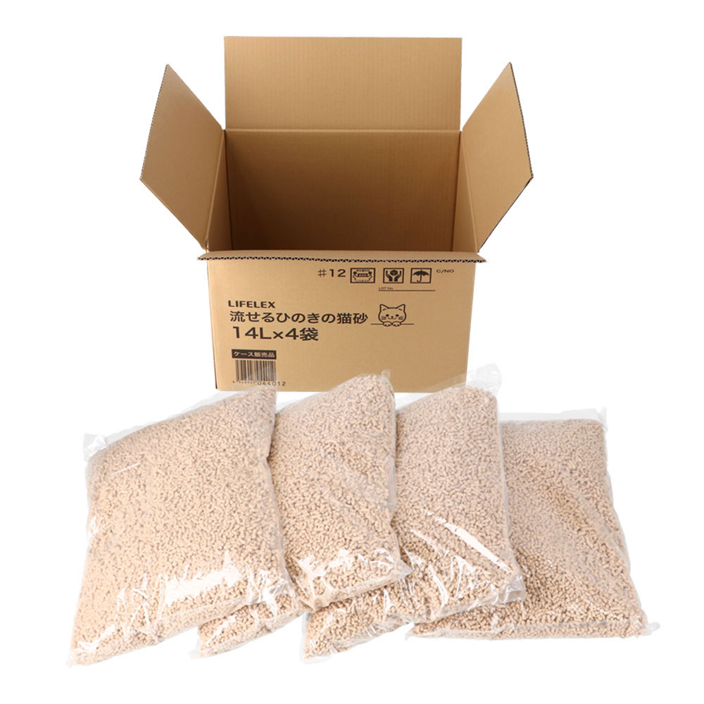 LIFELEX　流せるひのきの猫砂　１４Ｌ×４Ｐ