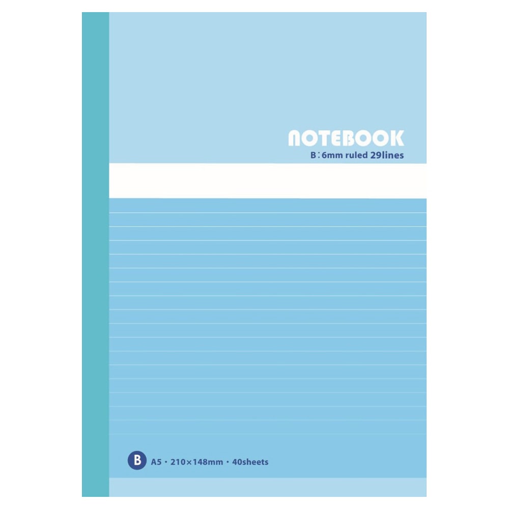 ノートＡ５ Ｂ罫４０枚 ＫＯ－ＮＡ５－Ｂ４０ ブルーヨコ１４８×タテ２１０×厚み３ｍｍ Ａ５　Ｂ罫４０枚 ブルー