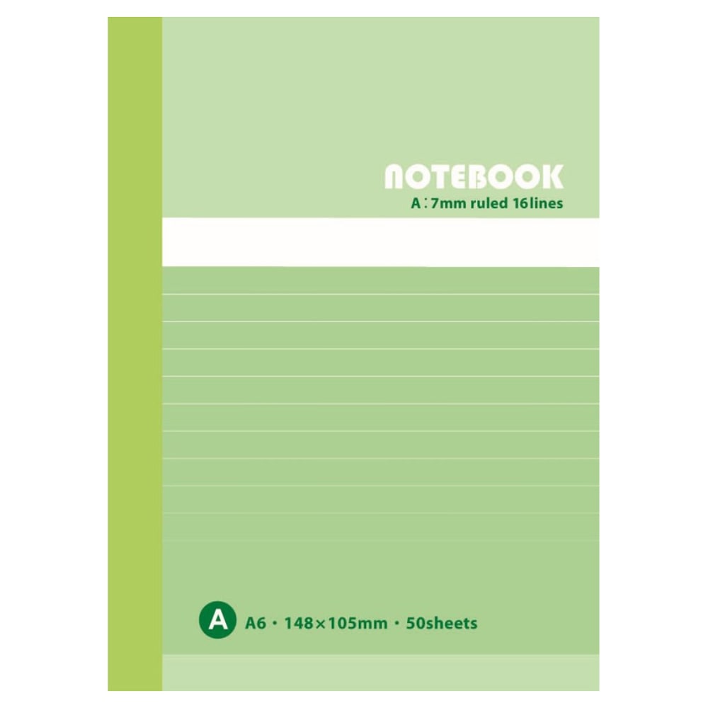 ノートＡ６ Ａ罫５０枚 ＫＯ－ＮＡ６－Ａ５０ グリーンヨコ１０５×タテ１４８×厚み４ｍｍ Ａ６　Ａ罫５０枚 グリーン