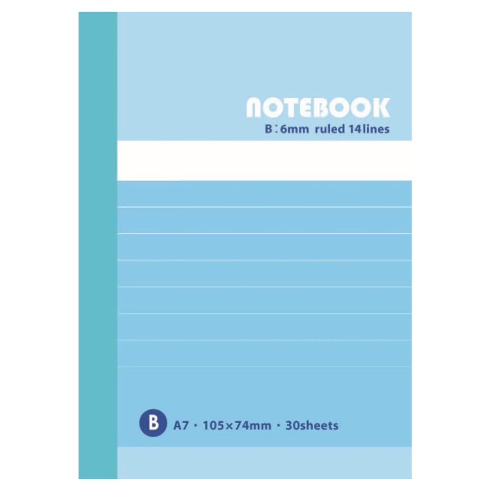 ノートＡ７ Ｂ罫３０枚 ＫＯ－ＮＡ７－Ｂ３０ ブルーヨコ７４×タテ１０５×厚み５ｍｍ Ａ７　Ｂ罫３０枚 ブルー