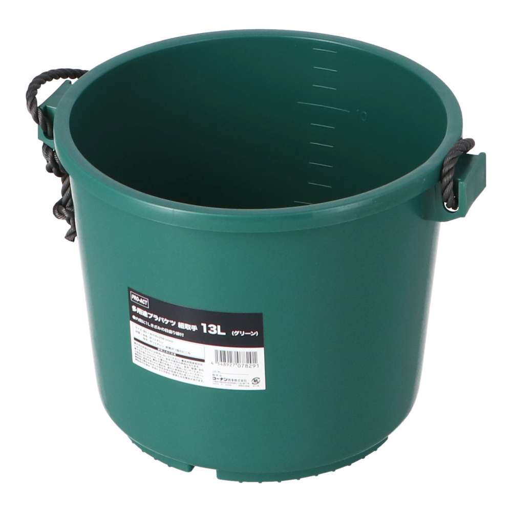 PROACT　多用途プラバケツ　紐取手　１３Ｌ　グリーン グリーン