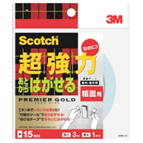 3M スコッチ　超強力はがせるテーププレミア粗面用１５ｍｍ×３ｍ