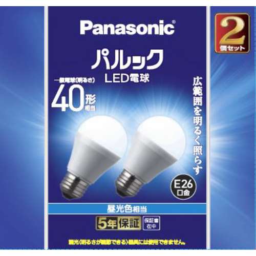 パナソニック　パルック４０Ｗ昼光色２Ｐ　Ｅ２６　ＬＤＡ４Ｄ－Ｇ／Ｋ４　／２Ｔ 昼光色　2P