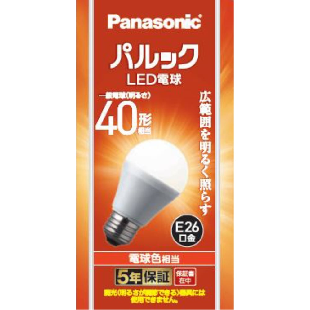 パナソニック　パルック４０Ｗ電球色１Ｐ　Ｅ２６　ＬＤＡ４Ｌ－Ｇ／Ｋ４ ４０Ｗ電球色