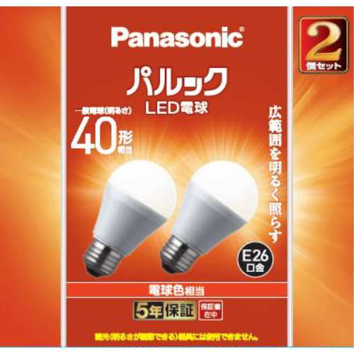 パナソニック　パルック４０Ｗ電球色２Ｐ　Ｅ２６　ＬＤＡ４Ｌ－Ｇ／Ｋ４　／２Ｔ 電球色　2P