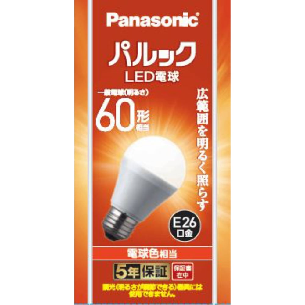 パナソニック　パルック６０Ｗ電球色１Ｐ　Ｅ２６　ＬＤＡ７Ｌ－Ｇ／Ｋ６ ６０Ｗ電球色