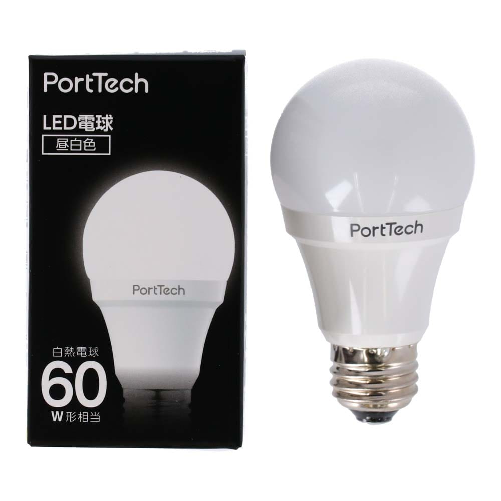 PortTech LED電球広配光60W相当 昼白色 PA60N26 昼白色