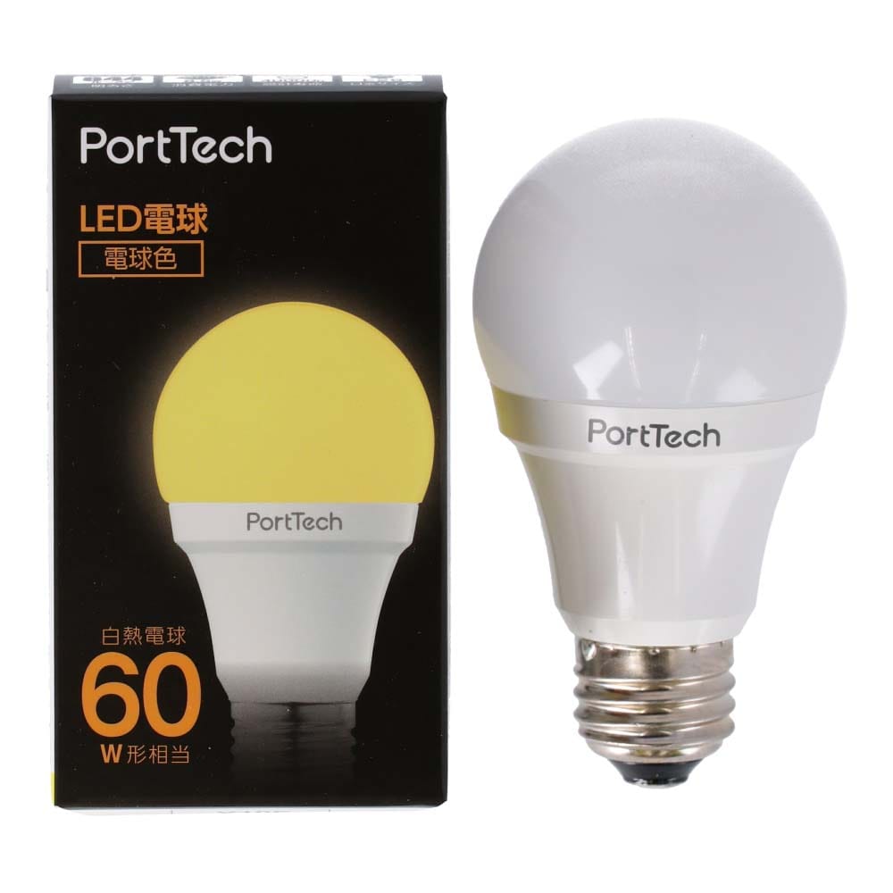 PortTech LED電球広配光60W相当 電球色 PA60L26 電球色