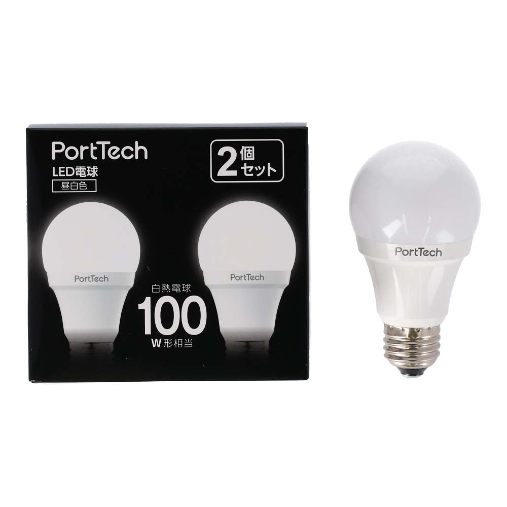 コーナン オリジナル PortTech LED電球広配光100W相当 昼白色 2個セット PA100N26-2