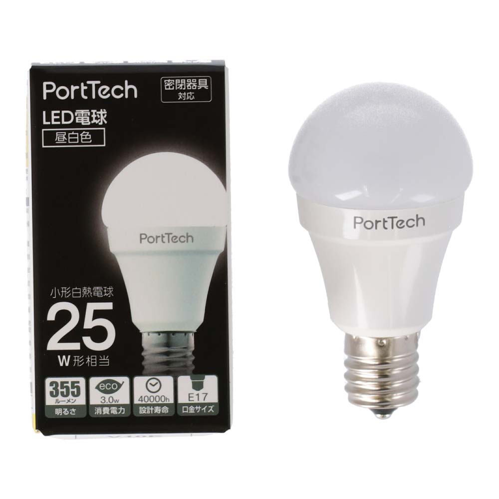PortTech LED電球小型広配光25W相当 昼白色 PA25N17 昼白色