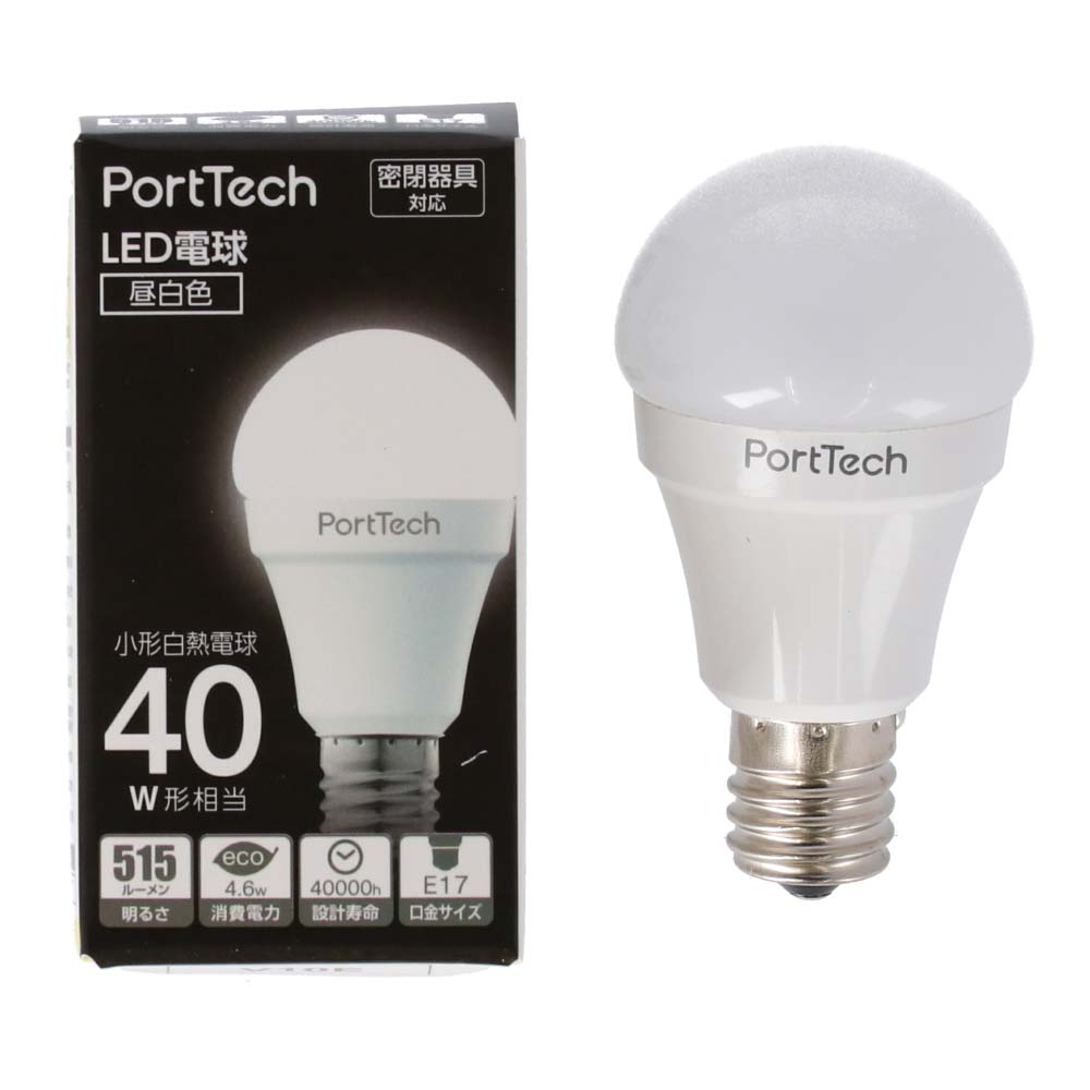 コーナン オリジナル PortTech LED電球小型広配光40W相当 昼白色 PA40N17